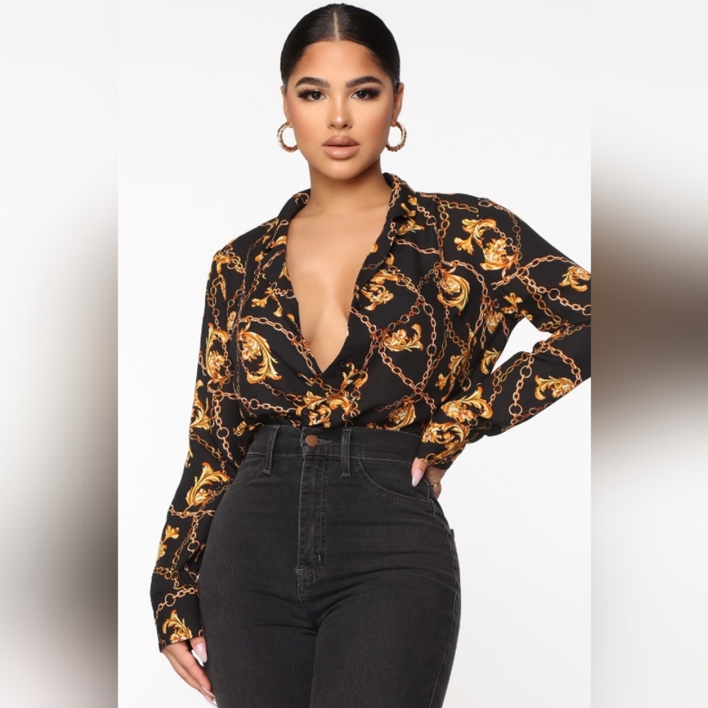 Oh She Classy Top - Black/gold 1X